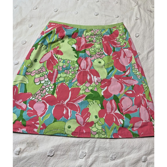 Vintage Lilly Pulitzer Reversible Wrap Skirt Size 6 Bright Pink & Green Beachy - Picture 1 of 6